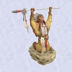 Praying chief statue Indian Style with spear Sculpture