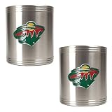 NHL Minnesota Wild Two Piece Stainless Steel Can Holder Set- Primary Logo