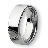Flat Rounded Edge Polished Tungsten Carbide Ring (8.0 mm) - Sizes 7-13