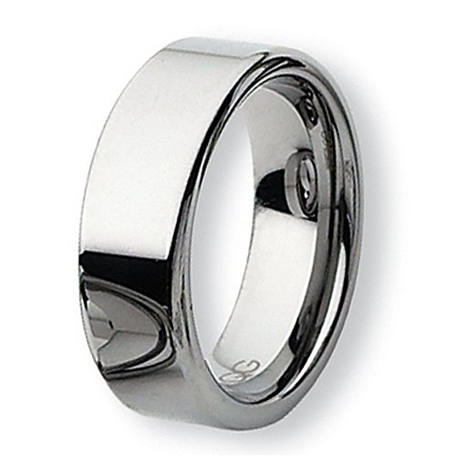 Flat Rounded Edge Polished Tungsten Carbide Ring (8.0 mm) - Sizes 7-13