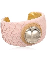 Ted Rossi "Pastel Ladylike" Python Dome Color Block Cuff Bracelet, 5.25"