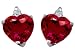 3.10 cttw 925 Sterling Silver Silver And Created Heart Shape Ruby Earrings