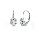 Sterling Silver Earrings Cubic Zirconia CZ Small Round Leverback Earrings - Ideal Gift For Mother Day, Anniversary, Engagement, Wedding, Birthday, For Her