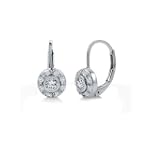 Mother's Day Sterling Silver 925 Cubic Zirconia CZ Small Round Leverback Earrings - Nickel Free-Prom jewelry