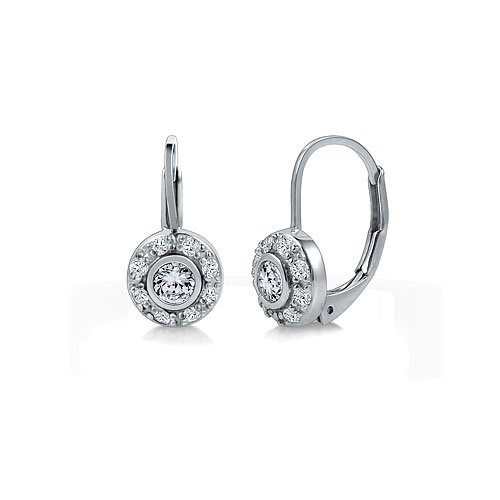 Sterling Silver 925 Cubic Zirconia CZ Small Round Leverback Earrings - Nickel Free