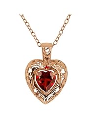 0.92 Ct Heart Shape Red Garnet Gold Plated Sterling Silver Pendant
