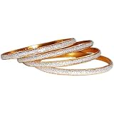 Set Of 4 Glitter Bangles In Gold with White Finish