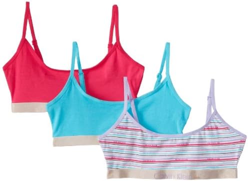 Calvin Klein Underwear Girls 7-16 Ck 3 Pack Crop Bras