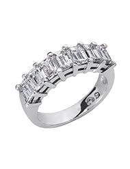 14K White Gold 2.1cttw Emerald Cut Diamond Ring Band
