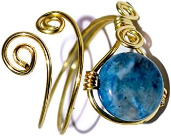 Handmade 14K Gold Filled Wire Wrapped Blue Semi-Precious Gemstone Ring - us ring size 7