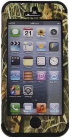 JUSTING@Apple iPhone 5C Grass Oak Realtree Hunting Camo Camouflage High Impact Shock Defender Plastic Outside with Silicone Inside Case Cover (Black)
