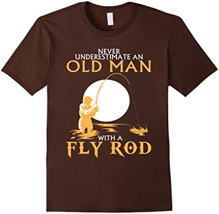 Men's Old Man With Fly Fish Fod T-shirt 2016 Medium Brown