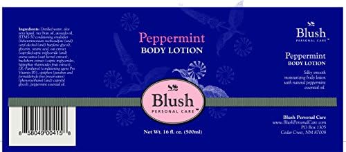 Luxury Bath & Spa Body Lotion & Moisturizer for Women - Peppermint - All Natural Ingredients & Scented with Pure Essential Oils for Theraputic Benefit - Large 16 Oz Size with Pump - Restores & Nourishes Your Skin or Your Money Back