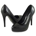 FIRE Stacked Stilettos Heel Dress Shoes Black