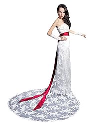 Mermaid Lace-Up  Dress with a Court Train  With a Ribbon 