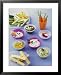 Six Different Dips, Strips of Cheese and Raw Vegetables Cuisine Framed Art Poster Print by J&Atilde;&para;rn Rynio, 25x31