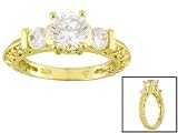 18KT OVER STERLING SILVER 3.21CTW BELLA LUCE DIAMOND SIMULANT RING