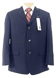 Material London Mens Single Breasted 3 Button Solid Navy Blue Wool Suit - Size 42R