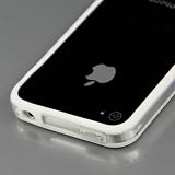 i-Beans 「全33色」iPhone 4S用バンパーケース　(Soft+Hard)シリコン+プラスチック  ホワイト+クリア　Bumper Case for アイフォン4S　液晶保護フィルム　USB充電ケーブル付 (1840-6)
