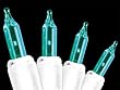 Set of 100 Teal Mini Christmas Lights - White Wire