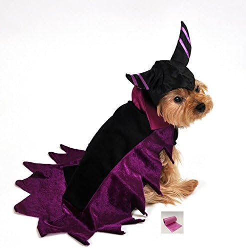 Wicked Dark Fairy Dog Costume with bags- Color Purple/Black - Dog Sizes XS thru L (XS- Neck 8-10", Chest 10-14",Back 8", Purple/Black)