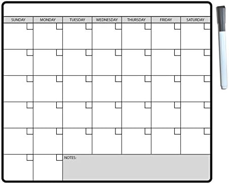 Motvia Dry Erase White Board Refrigerator Calendar Magnet 12"x14" with Dry Erase Marker