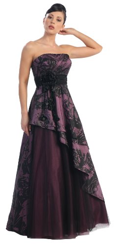 Strapless Printed Dress Long Gown Prom Holiday #2764