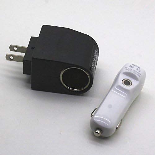 JiYue Air Quality Monitor Function True 2.0A Car Charger With AC Adapter Auto USB Cigarette Charger For iPhone Samsung Tablet U100068 (Car Charger With AC Adapter-White)