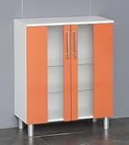 Badezimmer / Bad / Badmöbel Unterschrank Weiß / Orange