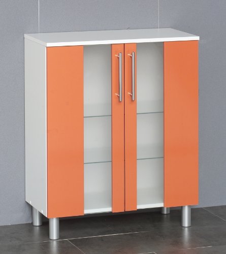 Badezimmer / Bad / Badmöbel Unterschrank Weiß / Orange