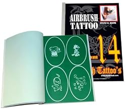 Abd Tat-set14 Airbrush Tattoo Stencils Set 14 Reuseable Tattoo Template Set, Book Contains 100 Unique Stencil Designs