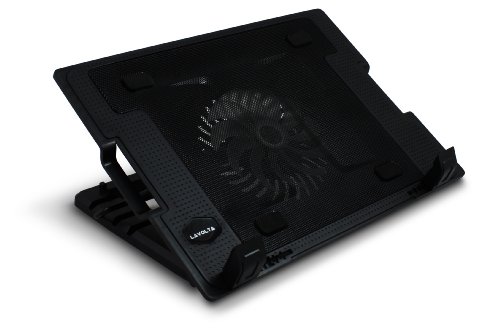 Lavolta Support Refroidisseur pour Ordinateur PC Portable Dell 17 17R 17Z 1700 1720 1720 1721 1735 1737 1750 9300 9400 M1730 N4020 N7010 - USB 2.0 Hub 2x ports - 1x Ventilateur - Noir