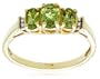 10k Yellow Gold August Birthstone 3-Stone Peridot with Diamond-Accent Ring, Size 7