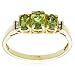 10k Yellow Gold August Birthstone 3-Stone Peridot with Diamond-Accent Ring, Size 7