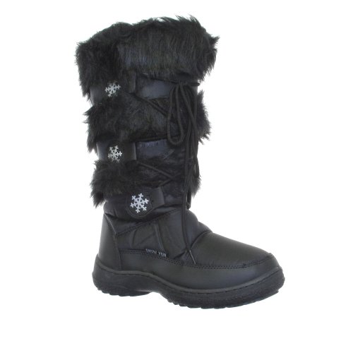 WOMENS BLACK LADIES SNOW WINTER FUR BOOTS Size 3-9