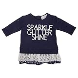 ベビー・赤ちゃん・キッズ・子供用 ガールズ Sparkle Glitter Shine 長袖カットソー トップス Tシャツ 女の子 (5-6歳) (ネイビー)
