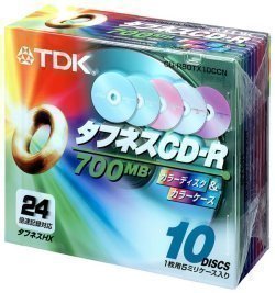 TDK データ用CD-R 32倍速対応 700MB 5色カラーミックスディスク 10枚パック CD-R80TX10CCN