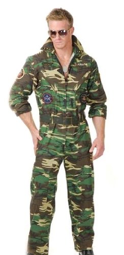 Charades Mens Camo Air Force Army Flight Suit Soldier Costume S