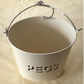 Cream Enamel Metal Peg Bucket