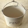 Cream Enamel Metal Peg Bucket