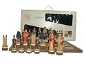 Hand Decorated White Tower Chess Men in box with Folding Board