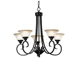 Kenroy Home 80475ORB Welles Five-Light Chandelier With 7-Inch Cream Scavo Glass Shades - Oil Rubbed Bronze