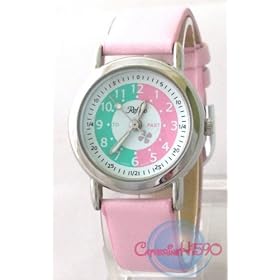 Montre p�dagogique pour apprendre � lire le temps - Enfant - Filles Cadran rose- vert - 105013CC