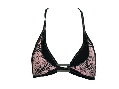 Becca Black Swimsuit-top W/pink Crochet Trim