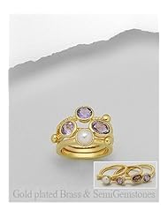 Fresh Water Pearls Ring In Brass