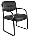 Kitchen & Housewares : Boss B9529 Leather Sled Base Side Guest Chair, Black