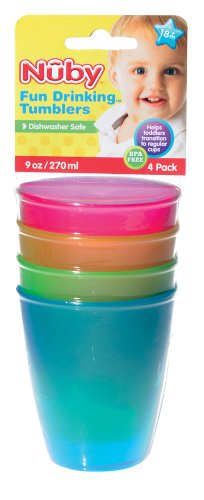Nuby BPA Free 4 Pack Fun Drinking Cups, 9 Ounce