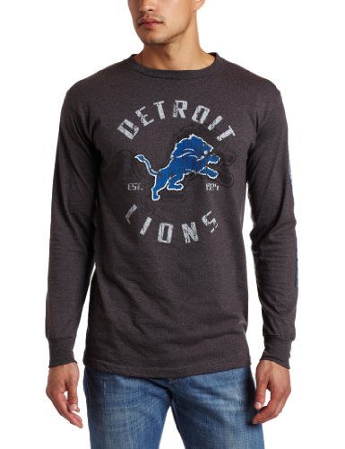 NFL Men's Detroit Lions Gridiron Tough III Long Sleeve Basic Tee (Charcoal Heather, Large)