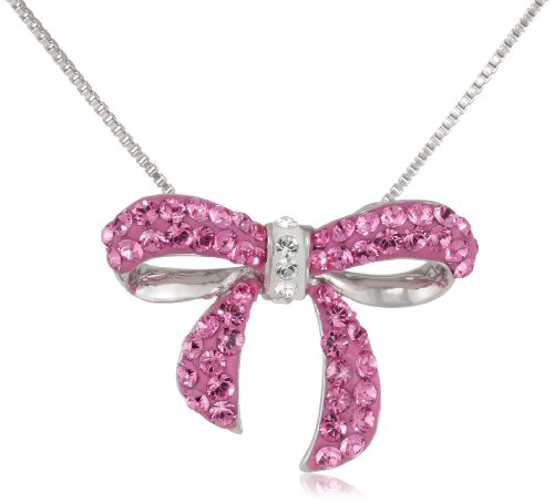 Carnevale Sterling Silver Pink Bow with Swarovski Elements Necklace 18B005NGV9HE