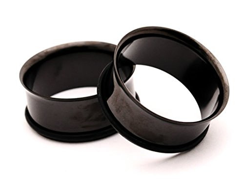 Black Steel Single Flare Tunnels - 4g - 5mm - Sold As a Pair